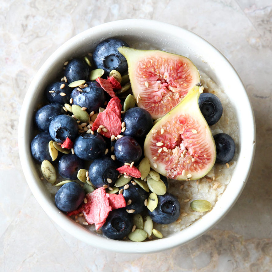Blueberry Fig Coconut Flour Porridge Bowl - protein balls
