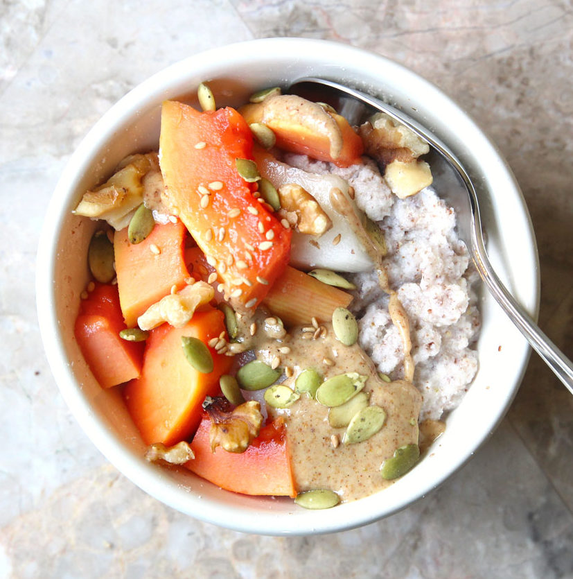 Papaya, Coconut and Melon w/ Coconut Flour Porridge - apple pie oatmeal
