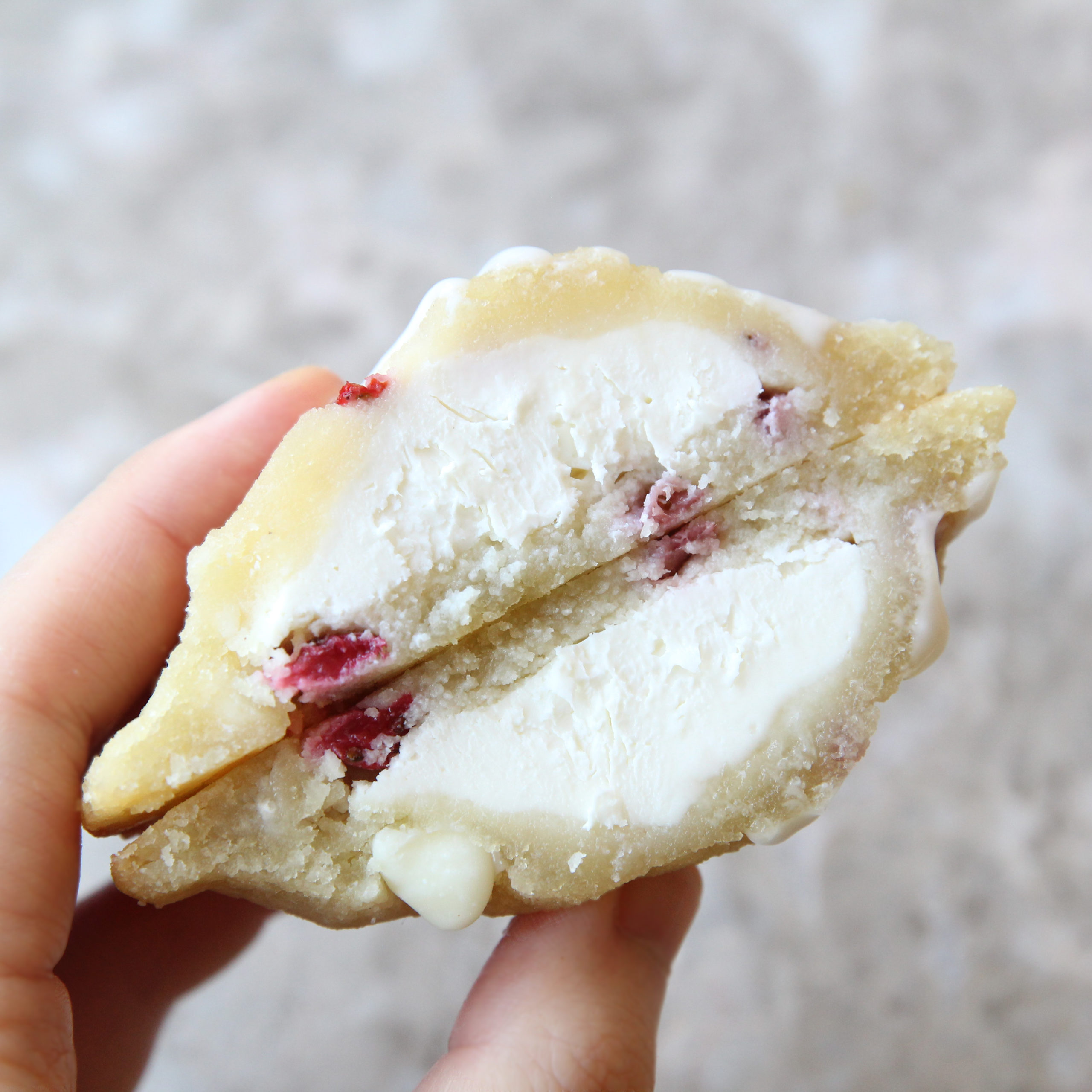Cream-Cheese Stuffed Tofu Cookie (Made with Almond Flour) - Strawberry Snow Skin Mooncakes