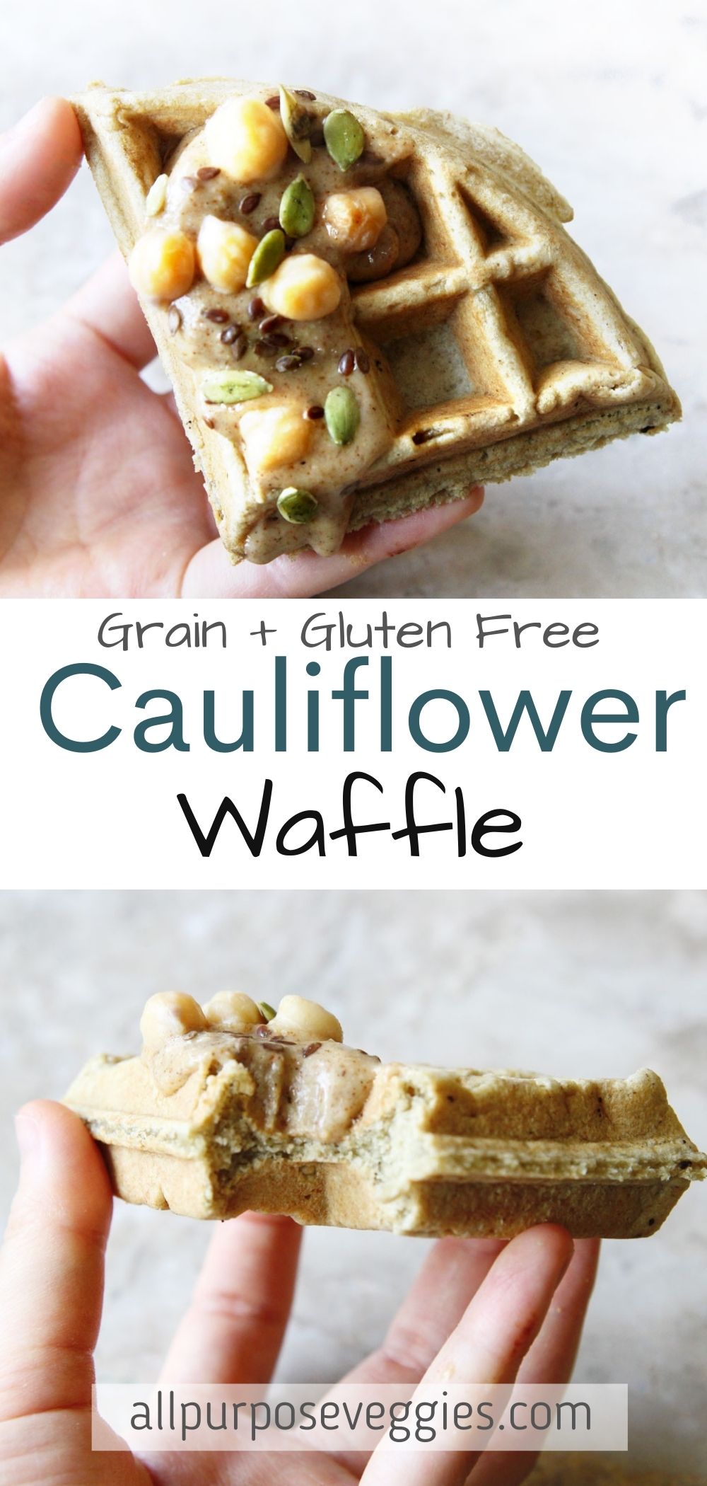 flourless-cauliflower-oat-waffle pinterest pin