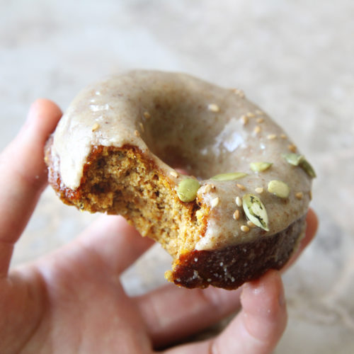 low carb paleo sweet potato donuts with almond butter frosting