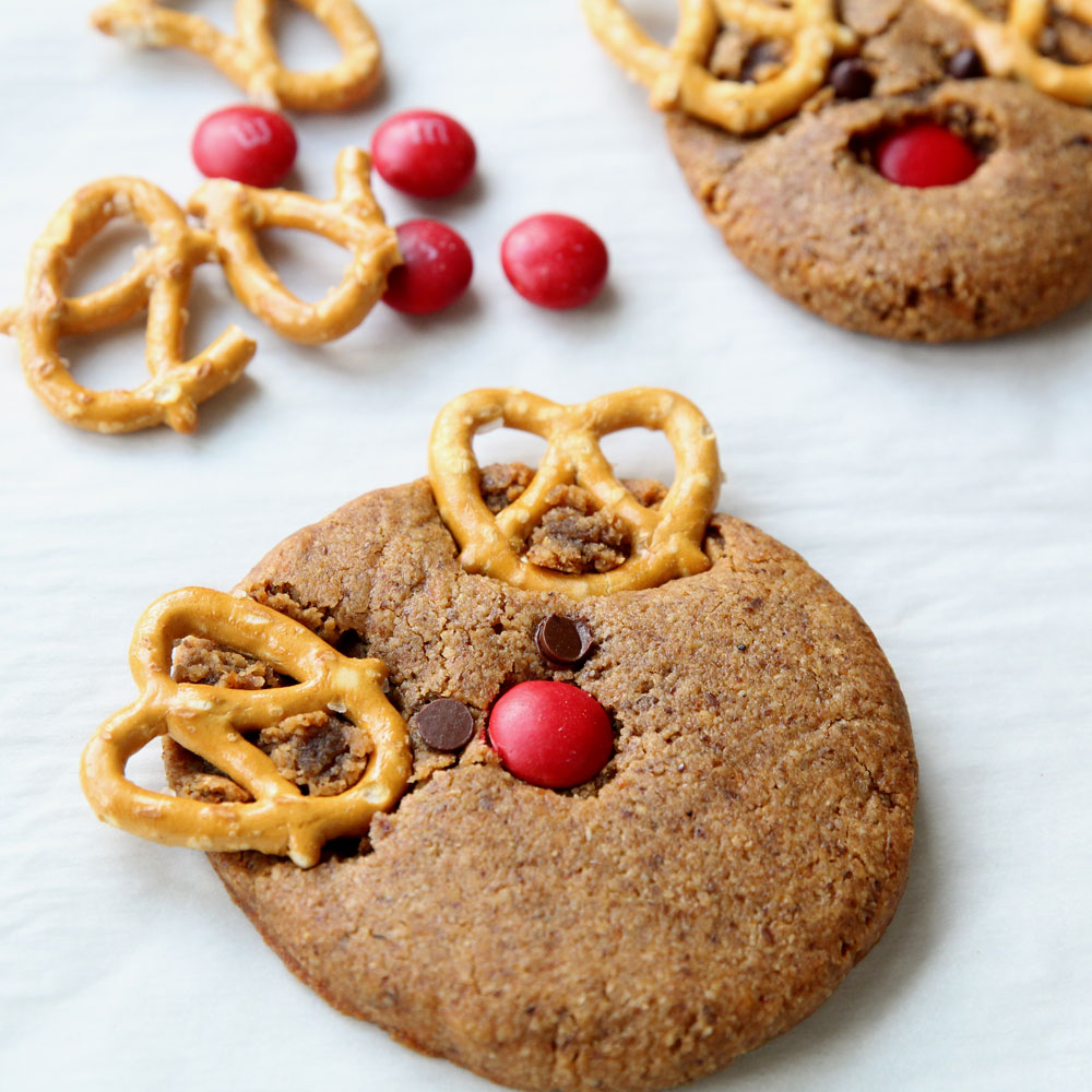 sweet potato reindeers Rudolph cookies made with almond flour