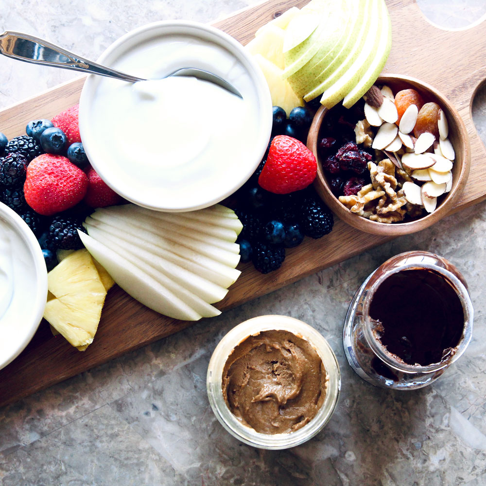 Easy and Healthy Fruit & Yogurt Board! (Build Your Own Breakfast Bowl / Meal Kit) - almond butter oatmeal