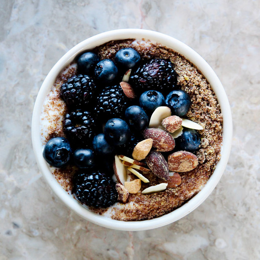 example bowl blueberries almond flax