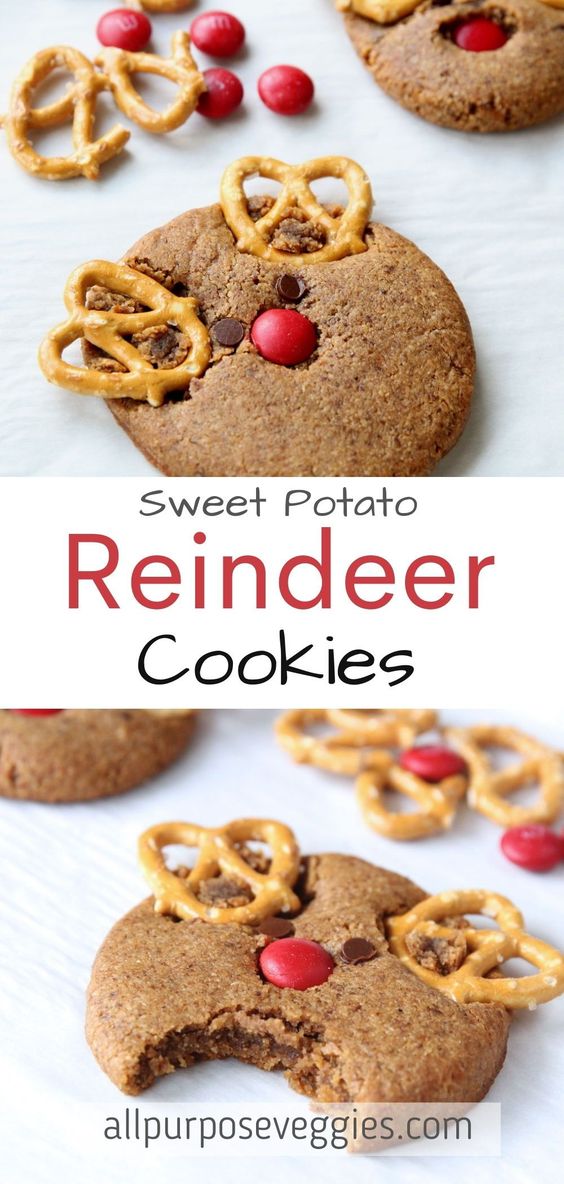 Sweet Potato Gingerbread Reindeer Cookies (made with Almond Flour!) - reindeer cookies