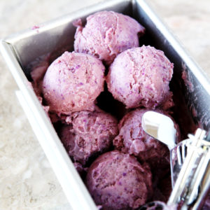 scoops of purple sweet potato nicecream