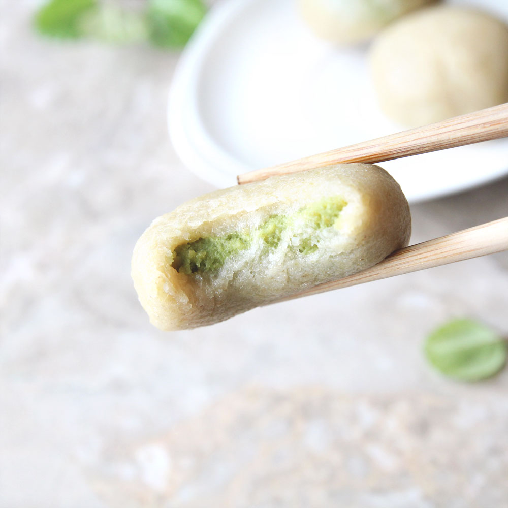 Matcha Chickpea Cookie Dough Stuffed Mochi - Canned Chickpea Yeast Bread