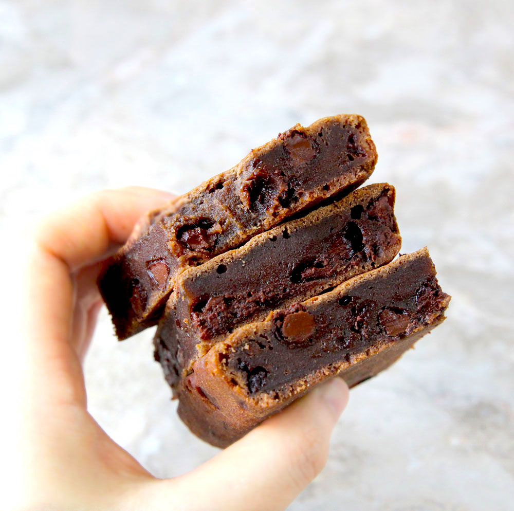 Healthy Chocolate Chip Banana Mochi Brownies (with Almond Butter)