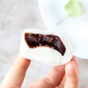 make mochi from scratch filled with sweetened red beans