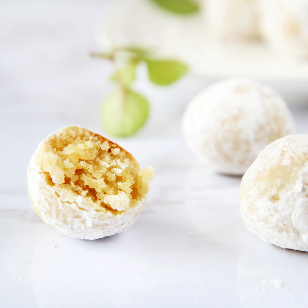 Matcha Chickpea Snowball Cookies - chickpea cookies