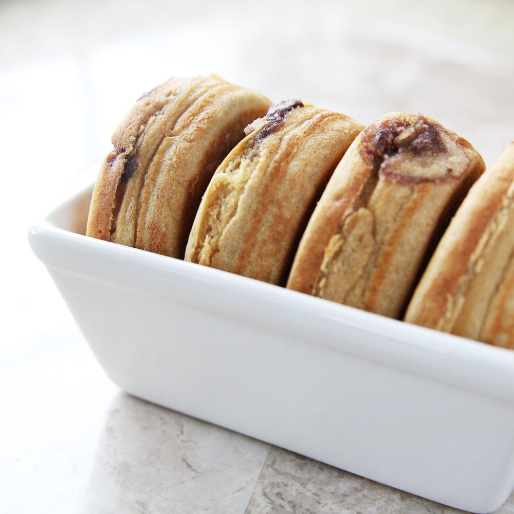 How to Make Healthier Japanese Obanyaki Pancakes (Made with Applesauce) - Flourless Vanilla Swiss Roll Cake