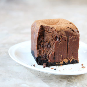 chocolate almond butter cheesecake square