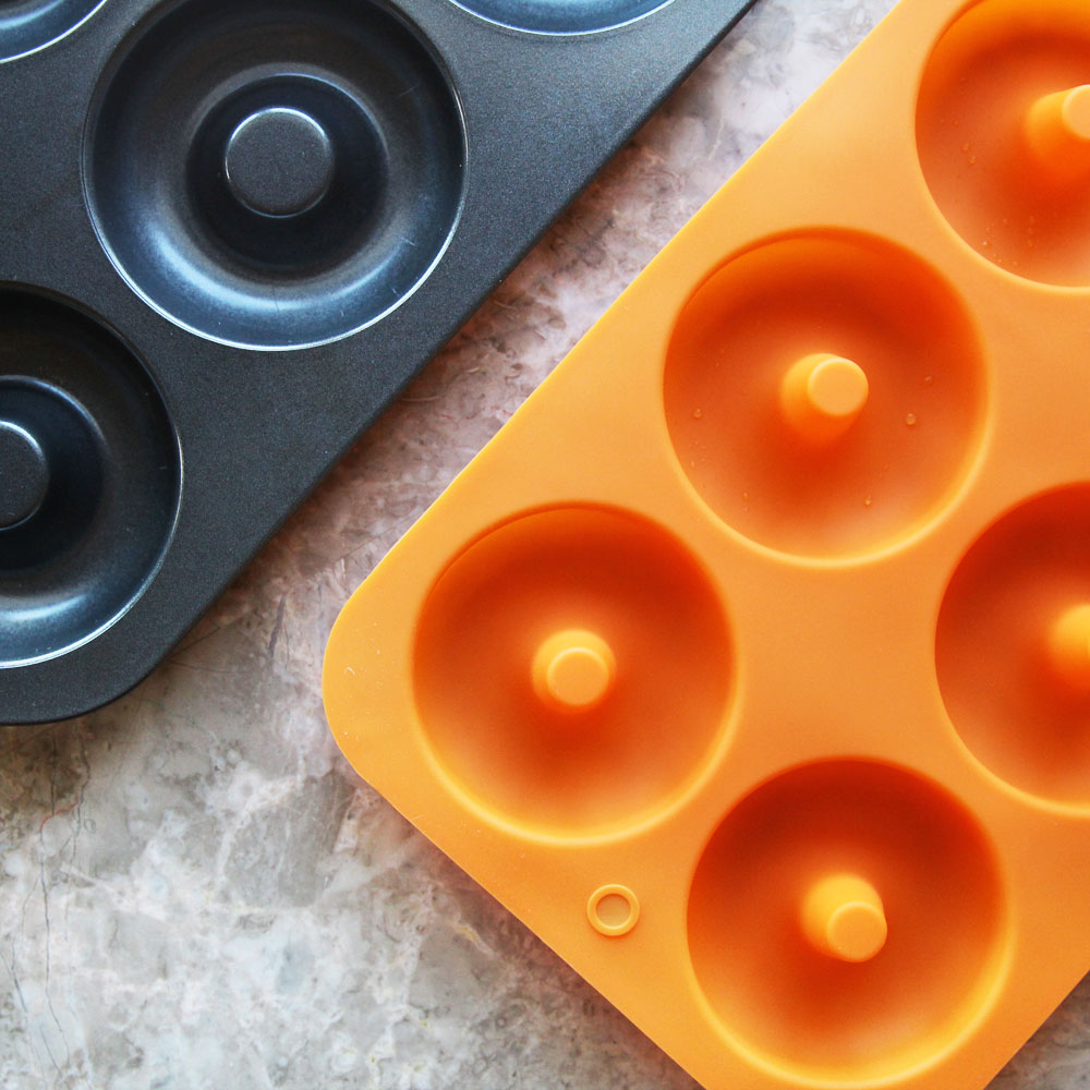 metal and silicone donut pans