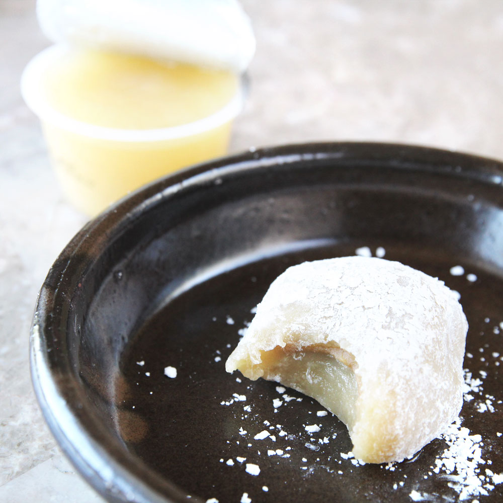 applesauce mochi using the microwave filled with sweetened white beans