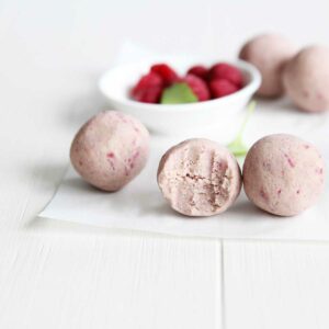 Raspberry Cream Cheese Protein Balls