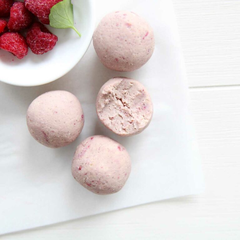 Raspberry Cheesecake Protein Balls (Healthy Energy Bites) - All Purpose ...