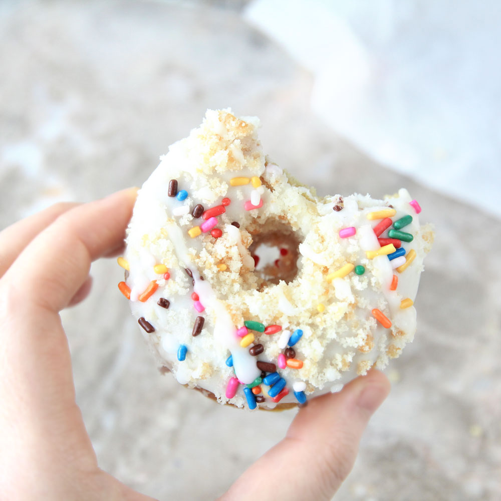 Baked Almond Flour Mochi Donuts with Birthday Cake Confetti - mochi donuts