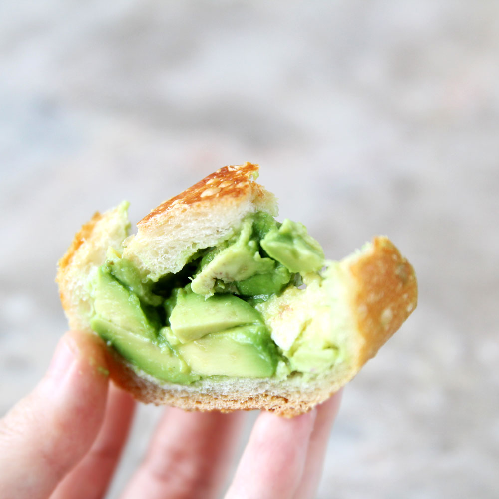 savory avocado salad stuffed french bread