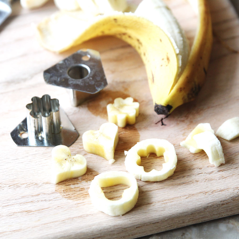 How to Make Banana Heart Cutouts using veggie cutters
