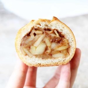 baguette stuffed with 10 Minute Cinnamon Sugar Cooked Apple Pie Topping