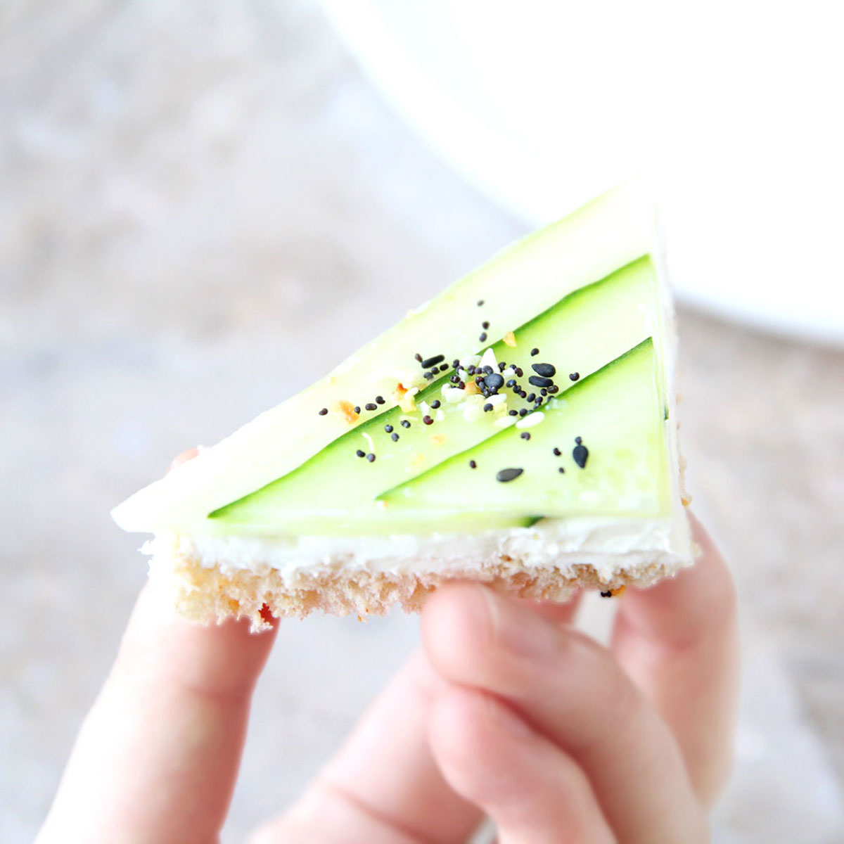 Easy 4-Ingredient Cucumber Finger Sandwich Triangles - Sweet Matcha Whipped Cream