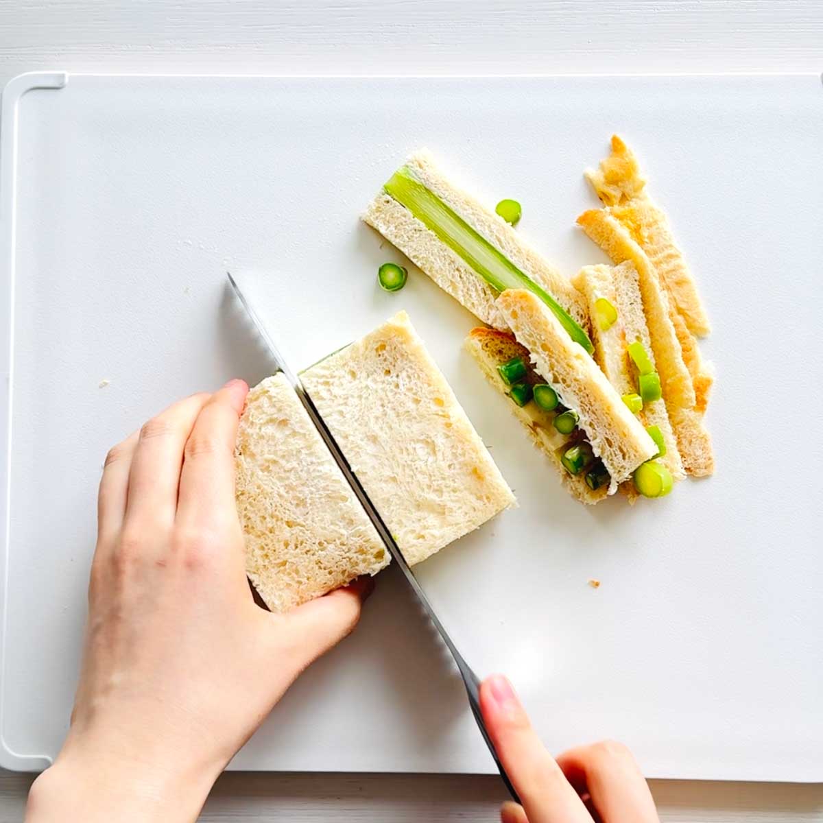 How to Make Asparagus Finger Sandwiches (just 3-Ingredients!) - konjac chicken salad