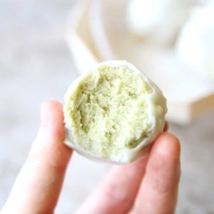 Easy Avocado Protein Balls with a White Chocolate Shell