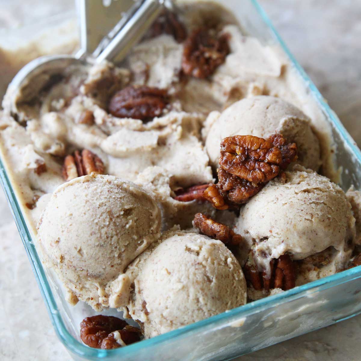 Healthy Pecan Butter Ice Cream (Made in the Food Processor) - PB Fit Nice Cream