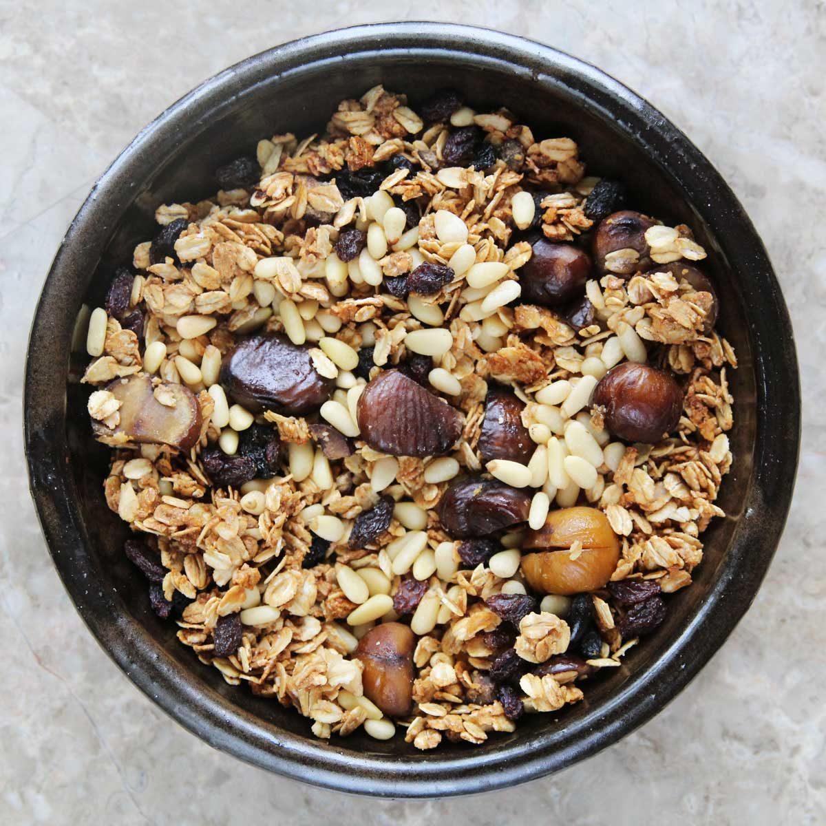 Sweet Soy Sauce Granola with Chestnuts (Easy Yakshik Granola) - Sweet Soy Sauce Granola