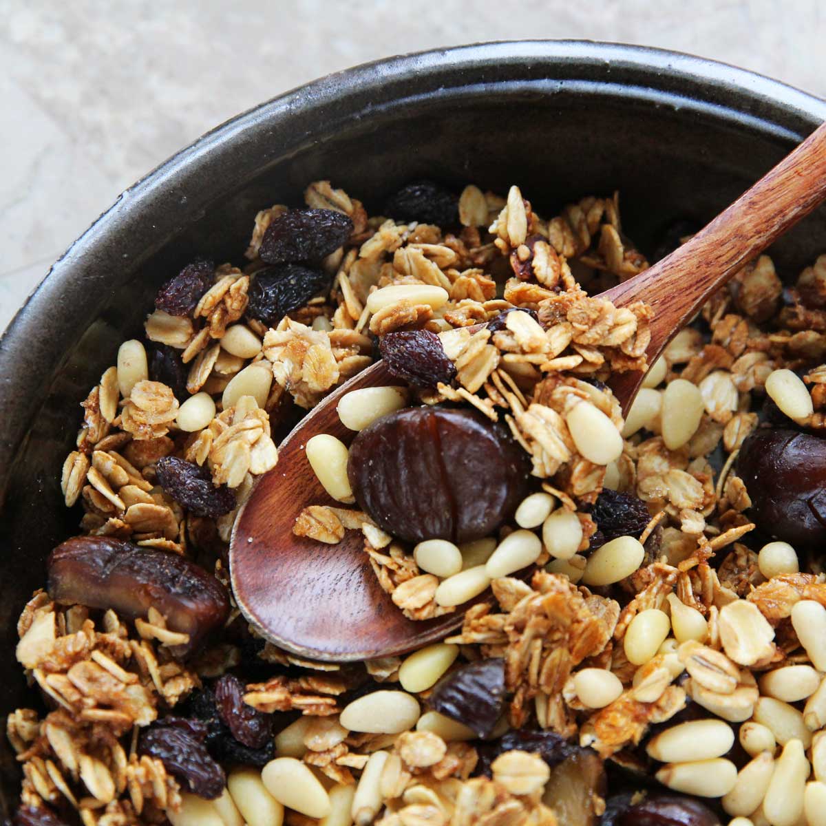 Sweet Soy Sauce Granola with Chestnuts (Easy Yakshik Granola) - Pecan Pie Bars