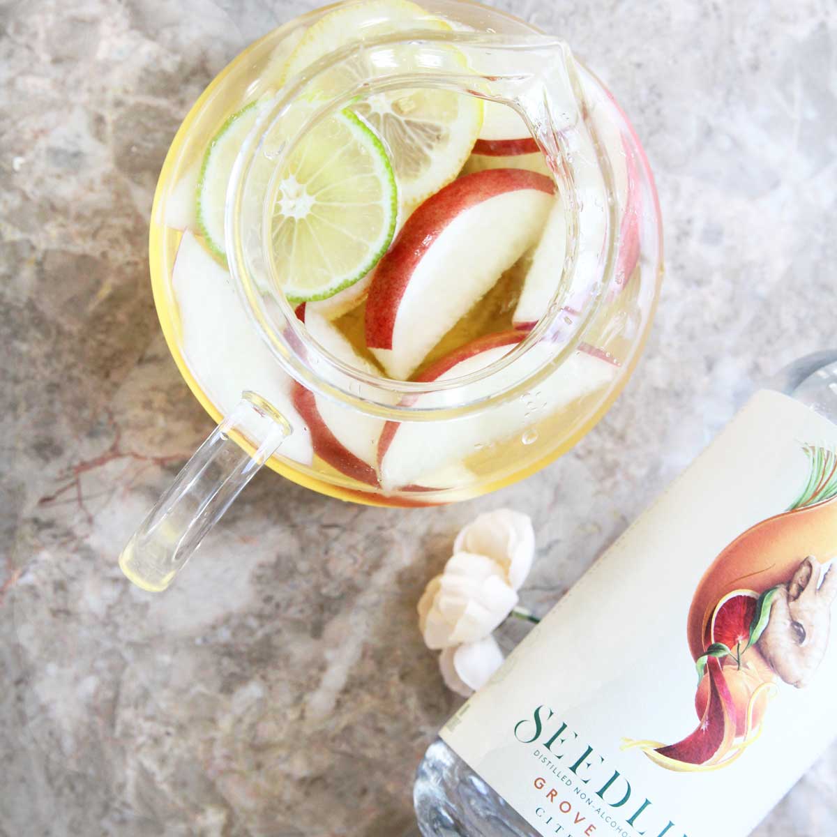 Non-Alcoholic White Sangria Made with Seedlip (Low Calorie) - Non-Alcoholic spiced wine