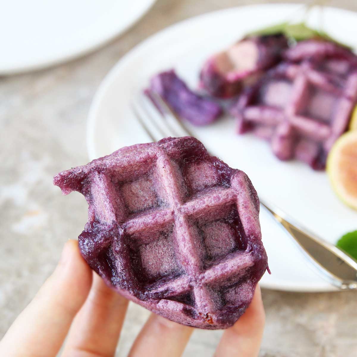 Vegan Purple Sweet Potato Mochi Waffles (Moffles) - sweet potato mochi waffles