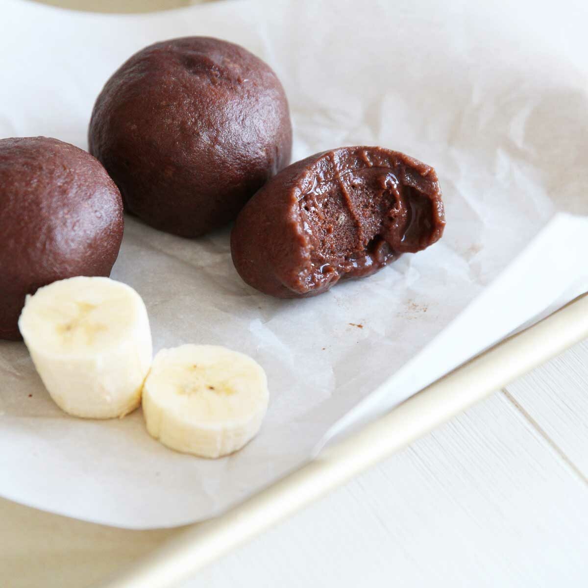 Homemade Banana Chocolate Mochi with Fresh Banana Filling - Banana Chocolate Mochi