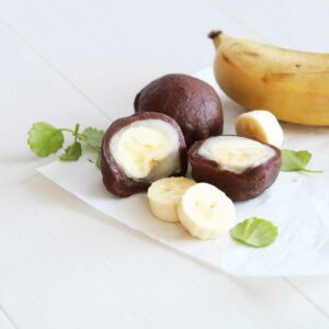Homemade Banana Chocolate Mochi with Fresh Banana Filling - Banana Chocolate Mochi