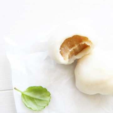 vegan almond milk mochi with almond paste filling