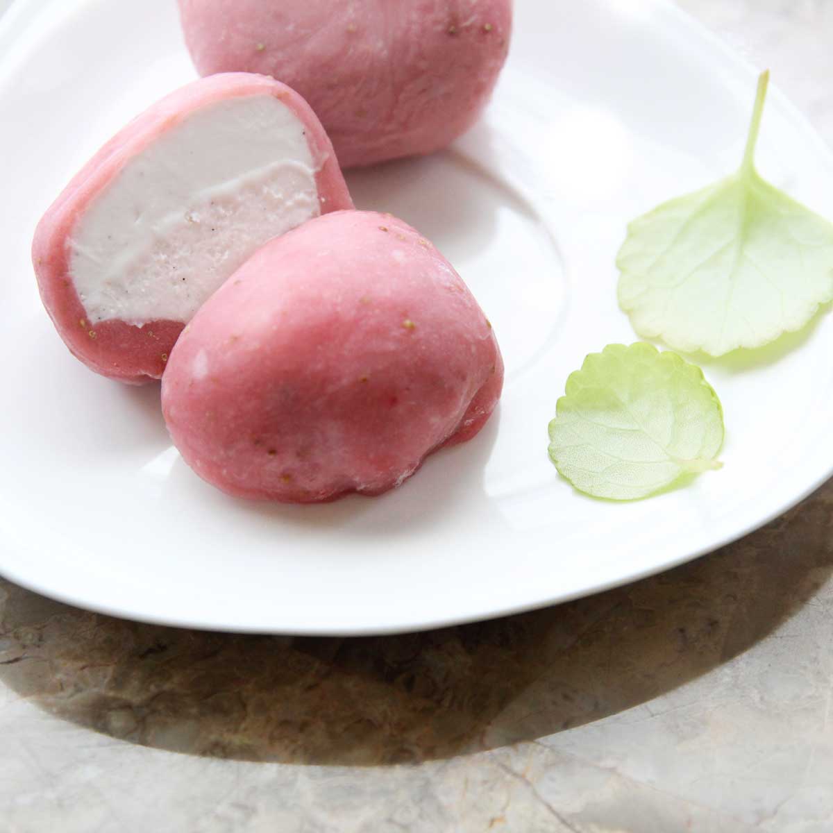 Homemade Japanese Strawberry Mochi Ice Cream Recipe - Walnut Butter Mooncakes