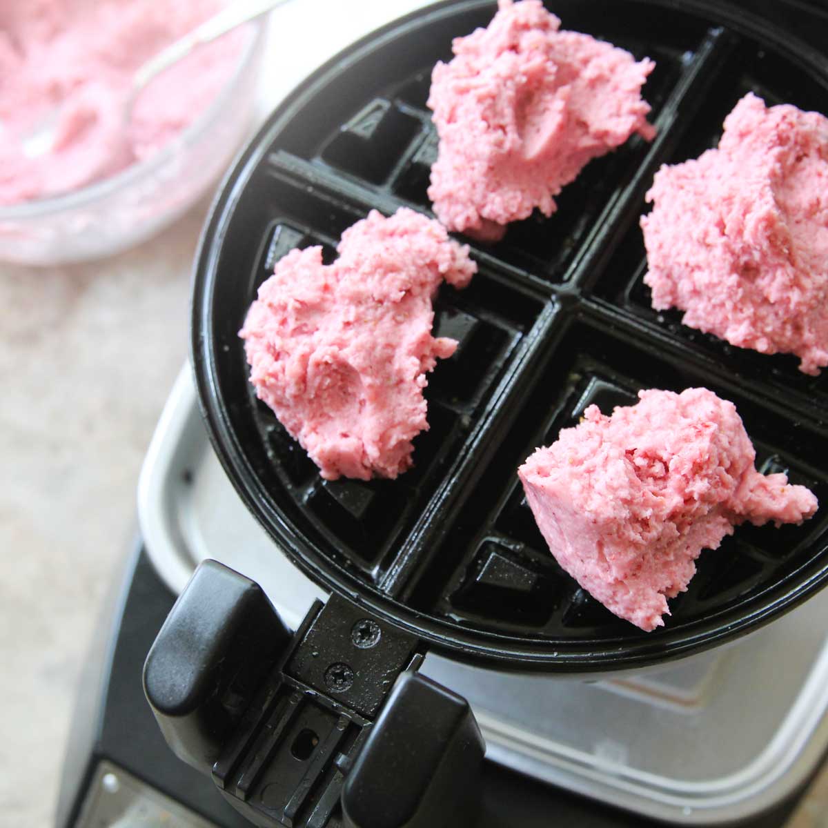 How to Make Strawberry Mochi Waffles (Gluten-Free, Vegan Recipe) - strawberry mochi waffle
