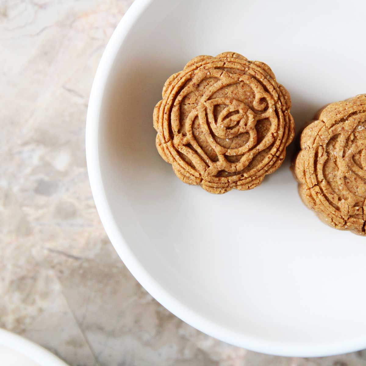 Vegan Peanut Butter Mooncakes with Chocolate Chip Cookie Dough Filling - vegan peanut butter mooncakes