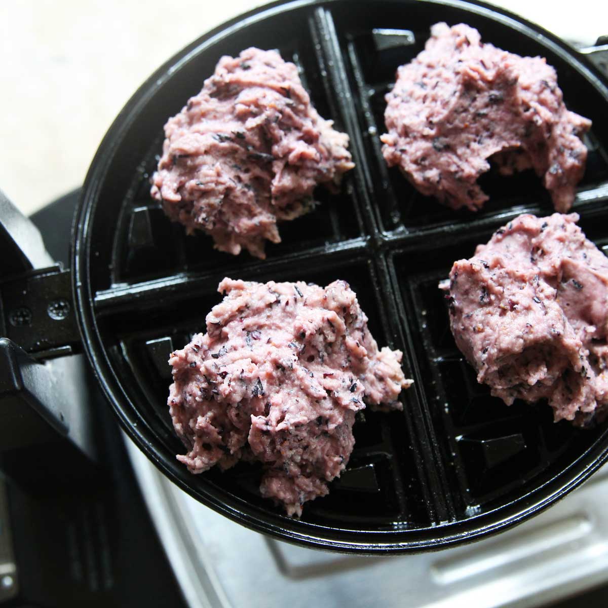 Making Homemade Blueberry Mochi Waffles from Scratch (Gluten-Free, Vegan) - Blueberry Mochi Waffles