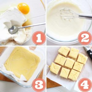 step by step cheesecake filling for mooncakes 4 step grid guide