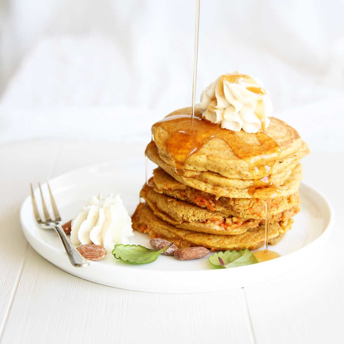 Fluffy Carrot Cake Mochi Pancakes made with Almond Flour