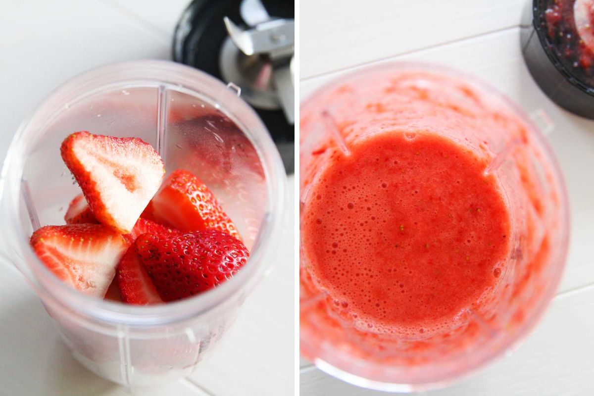 how to make strawberry puree using a small blender 1200 x 800 px collage