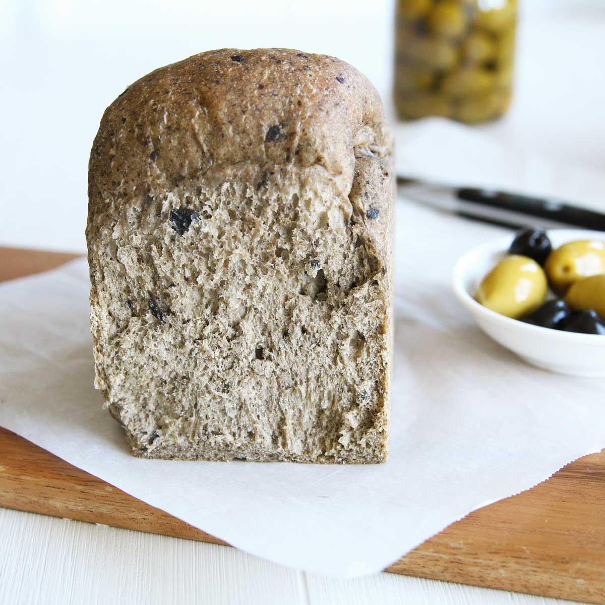 Black Olive Sandwich Bread Loaf Recipe (Easy, Healthy & Vegan) - Roasted Corn Naan