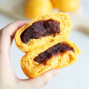 sweet potato steamed buns with filling red bean paste