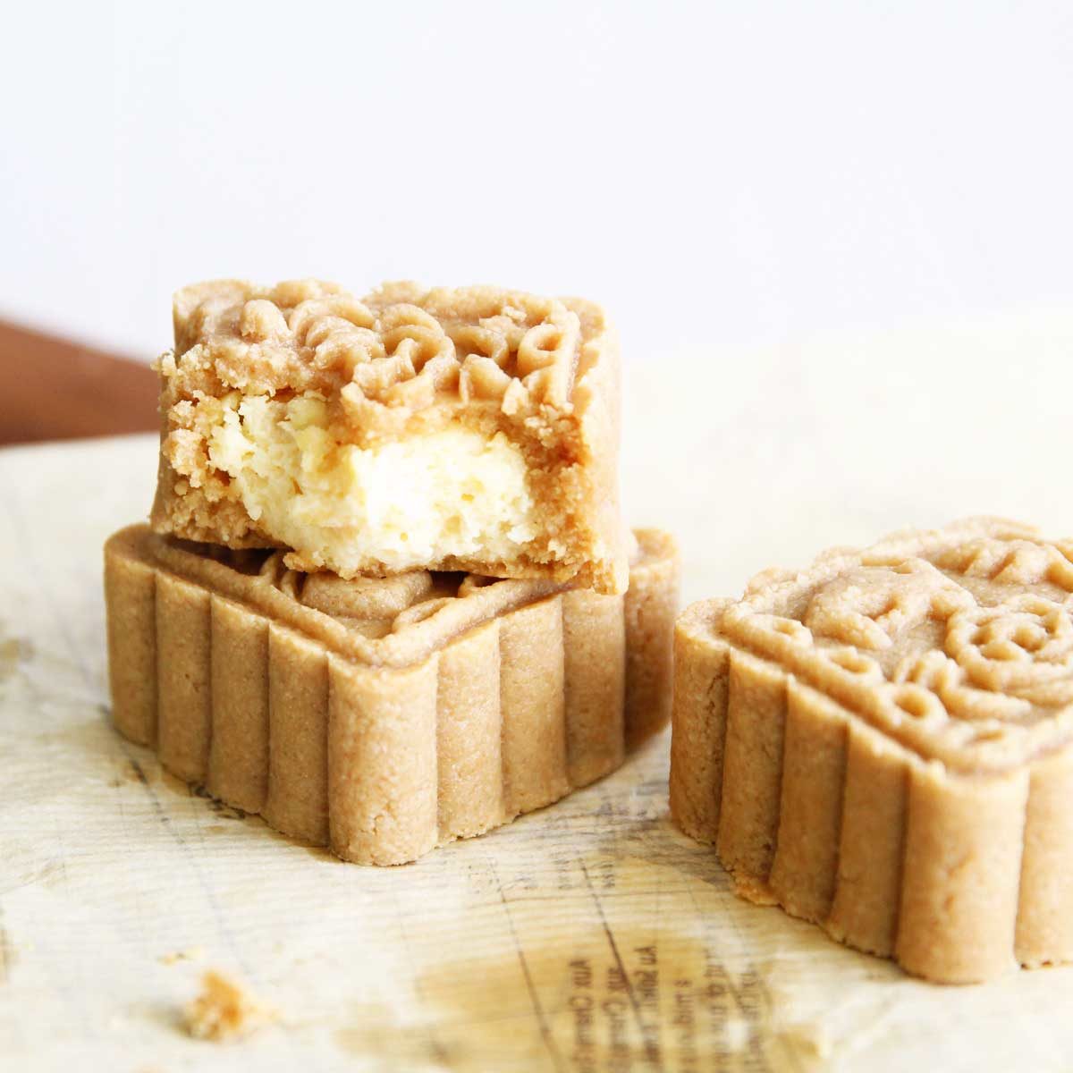 cashew butter mooncakes with cheesecake filling