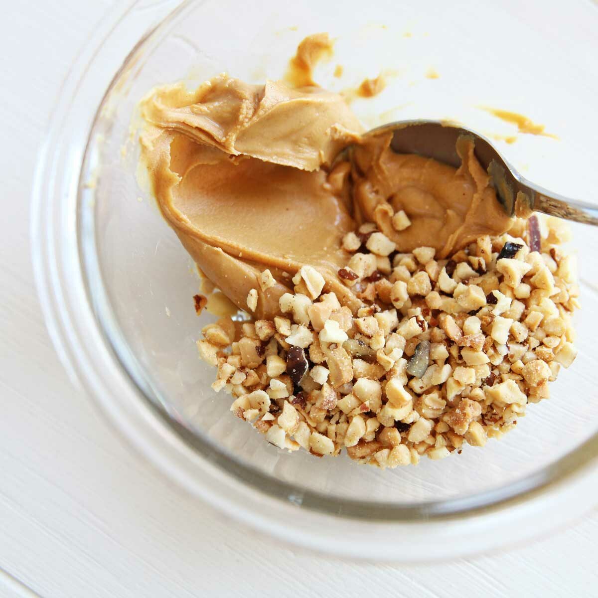 filling - peanut butter and chopped nuts