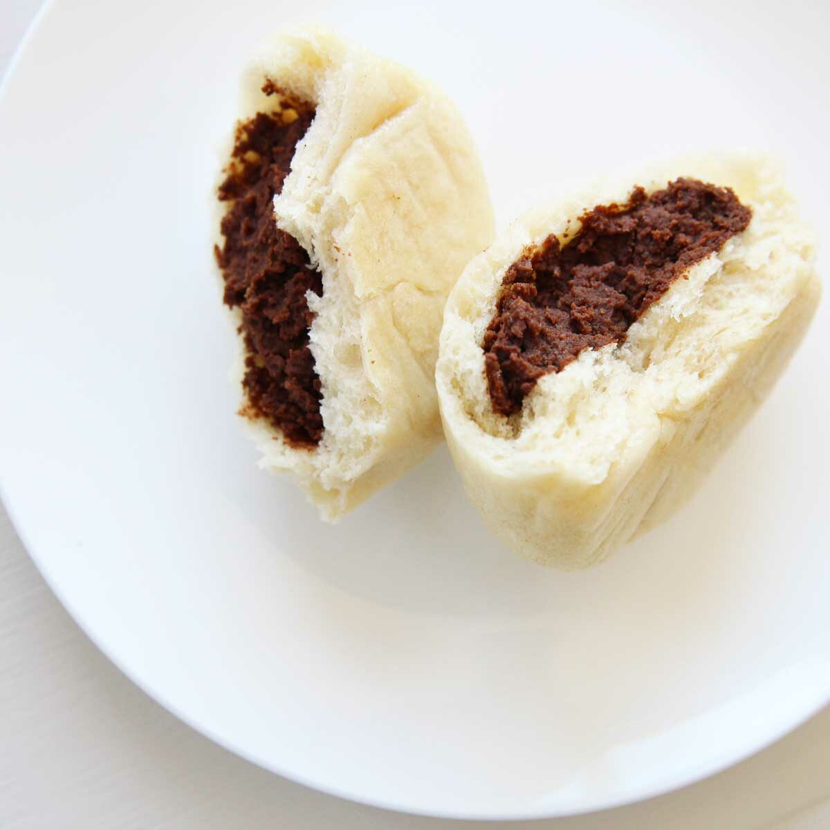 sweet steamed buns with pb chocolate paste filling
