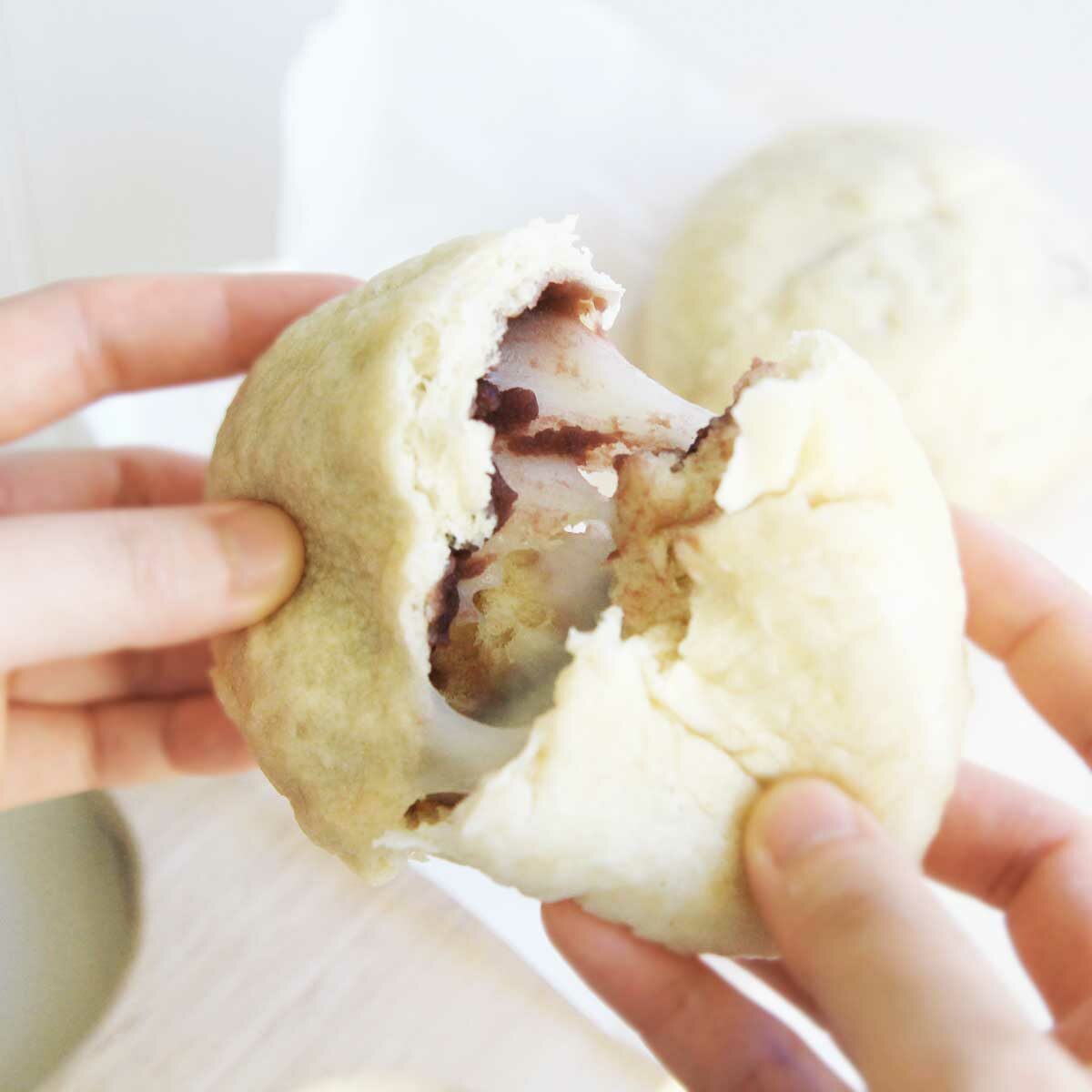 sweet steamed buns with mochi filling