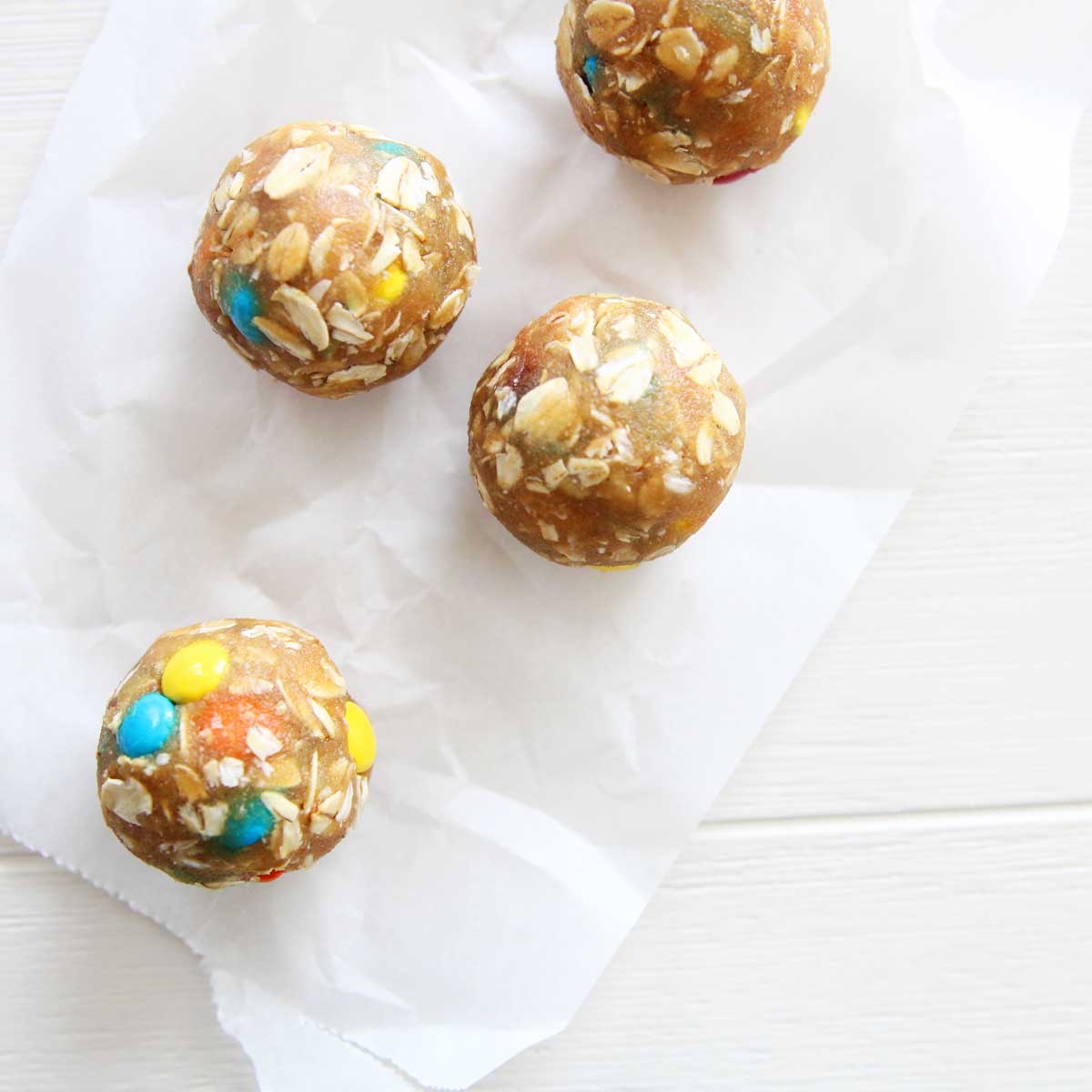 Healthy Monster Cookie Protein Balls Made with Collagen Peptides - Monster Cookie Protein Balls