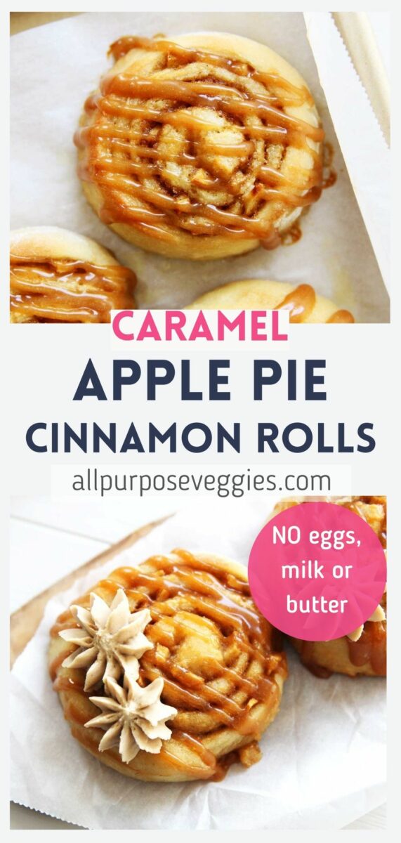 pin image Caramel Apple Pie Cinnamon Rolls (Vegan Friendly Recipe)